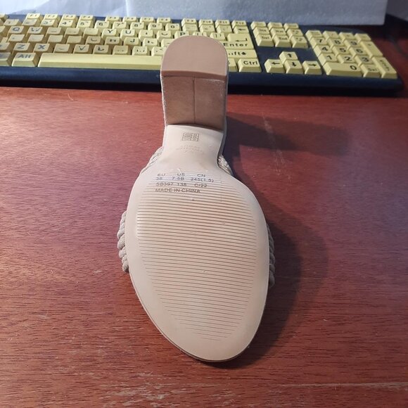 NEW ! Stuart Weitzman Twist Block Sandal Beige Size 7.5 - Picture 5 of 6